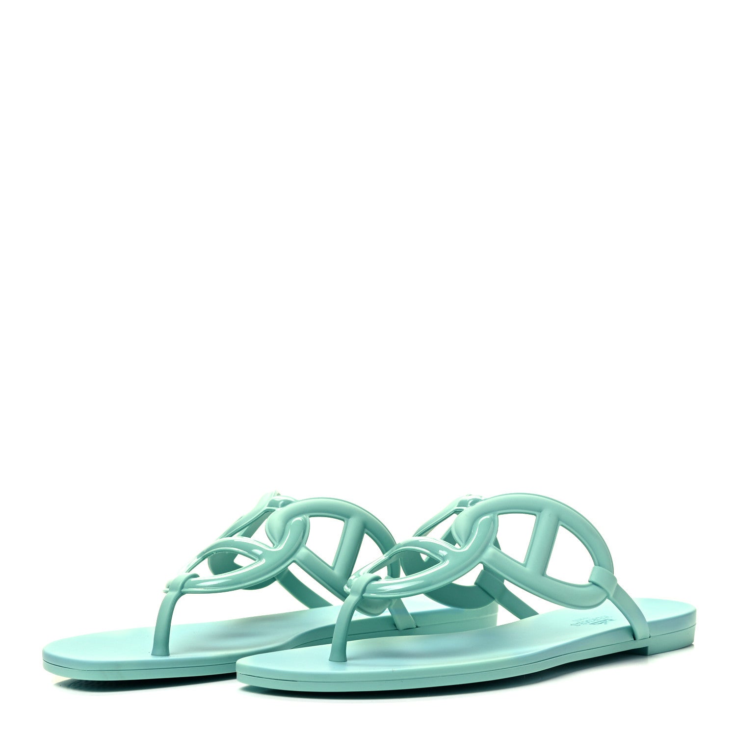 Hermes Rubber Womens Egerie Sandals 39 Vert Embrun 3 of 7