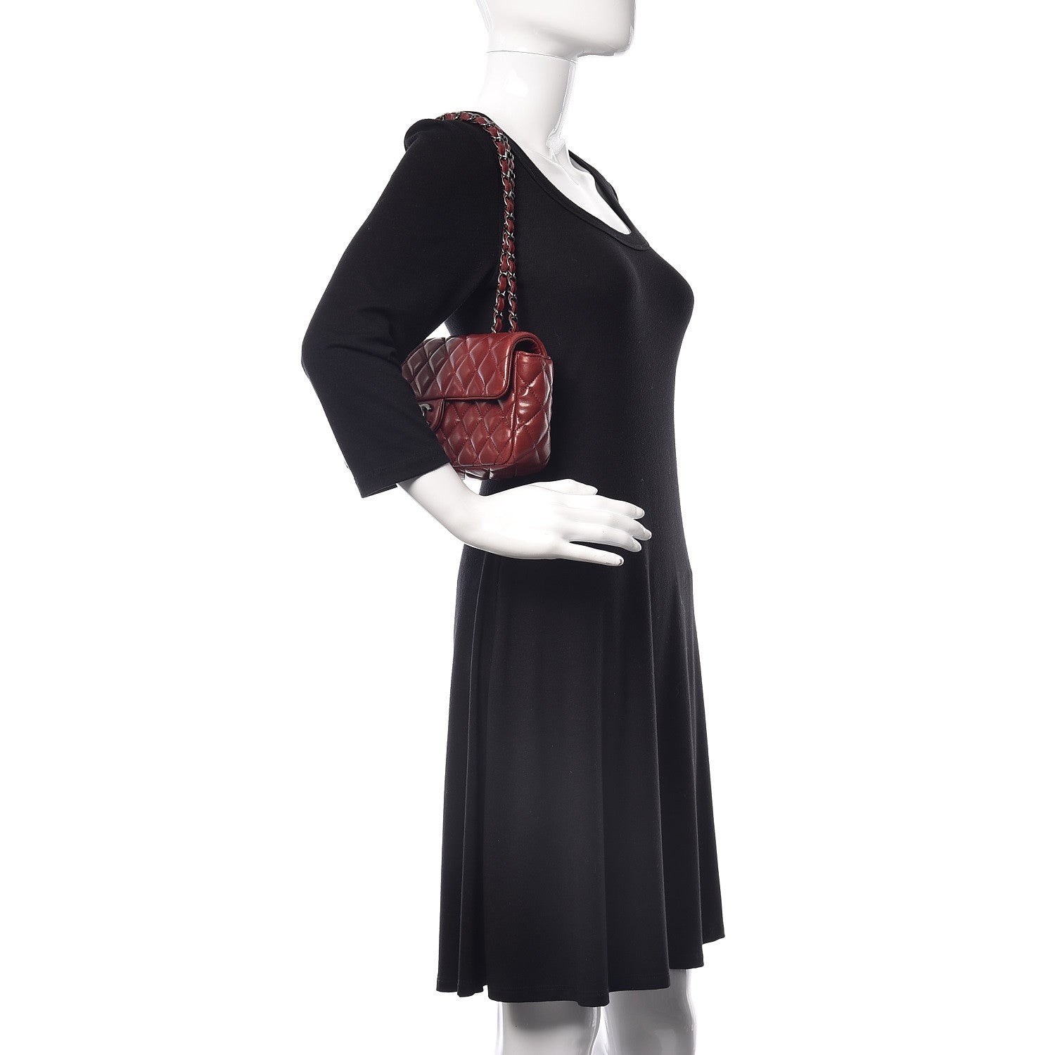Chanel Lambskin Quilted East West Flap Dark Red 2 of 10