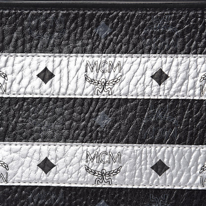 MCM Metallic Visetos Striped Medium Anya Shopper Tote Black Silver 10 of 10