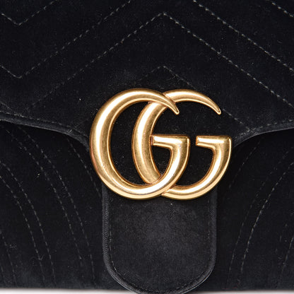 Gucci Velvet Matelasse Small GG Marmont Shoulder Bag Black 10 of 15