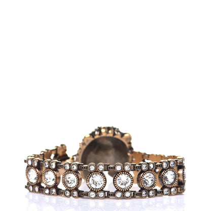 Gucci Metal Crystal Lion Head Bracelet S Aged Gold 3 of 9
