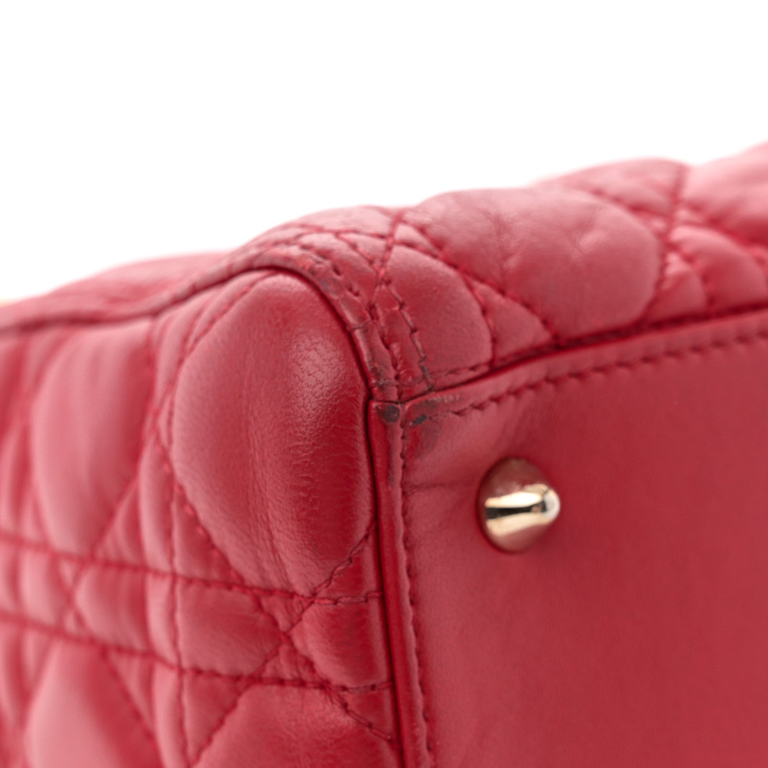 Christian Dior Lambskin Cannage Medium Lady Dior Red 11 of 12
