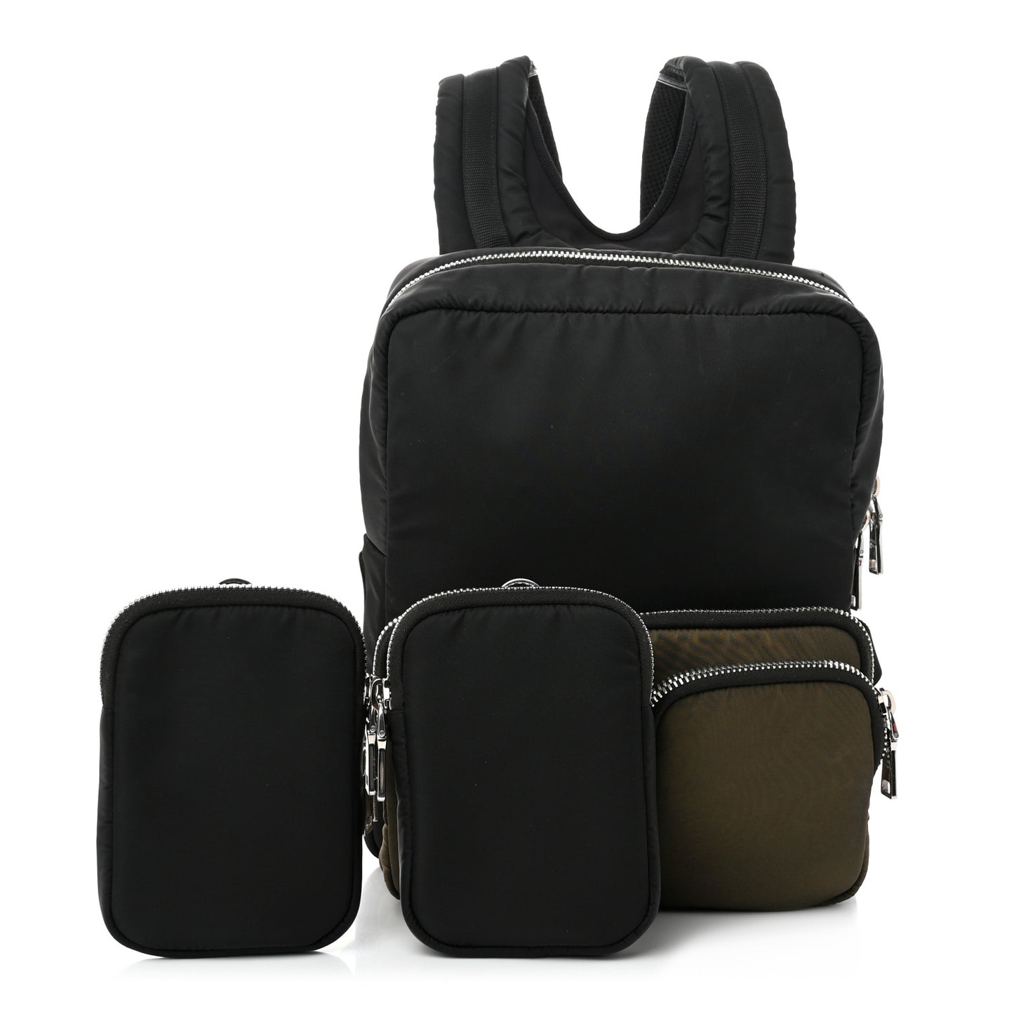 Technical Nylon Harness Pocket Backpack Black Green