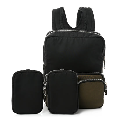 Prada Technical Nylon Harness Pocket Backpack Black Green 3 of 11