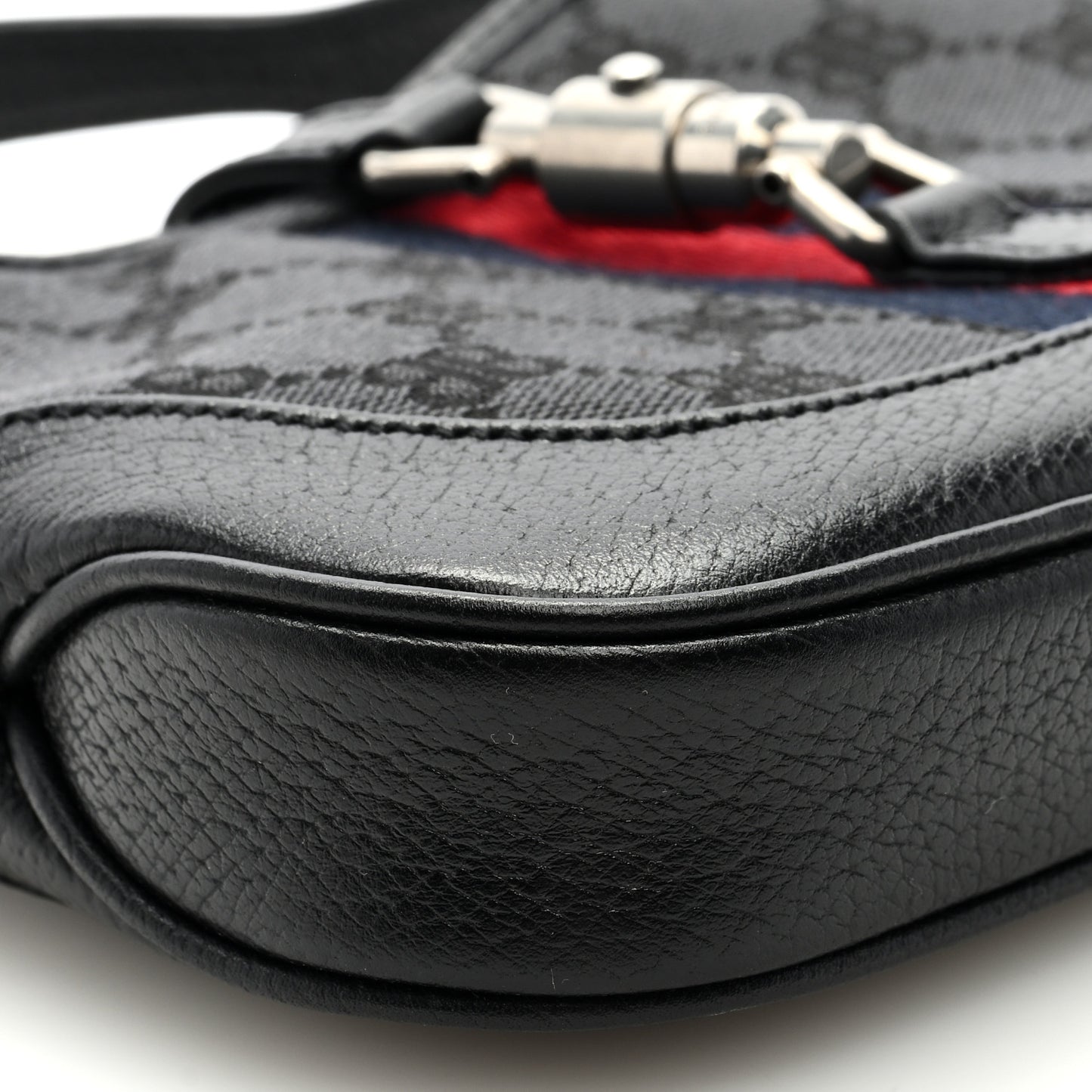X BALENCIAGA BB Monogram Calfskin Web Mini Jackie 1961 Hobo Black