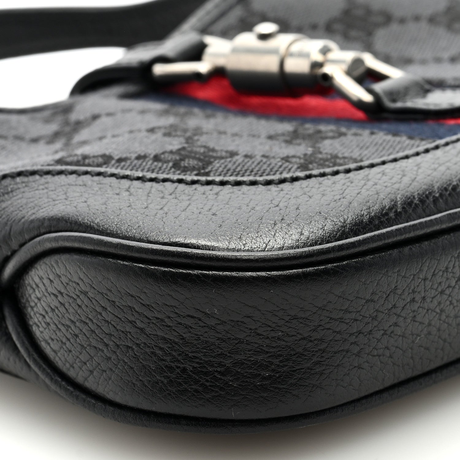 Gucci X BALENCIAGA BB Monogram Calfskin Web Mini Jackie 1961 Hobo Black 7 of 8