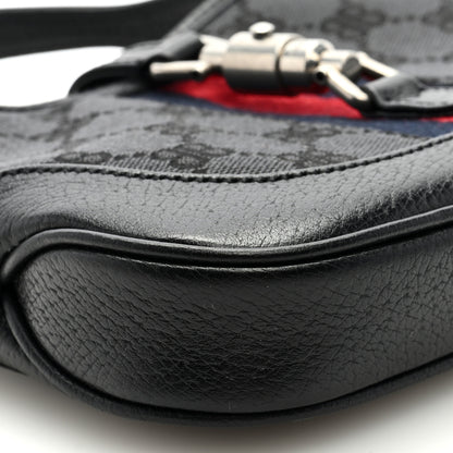 Gucci X BALENCIAGA BB Monogram Calfskin Web Mini Jackie 1961 Hobo Black 7 of 8