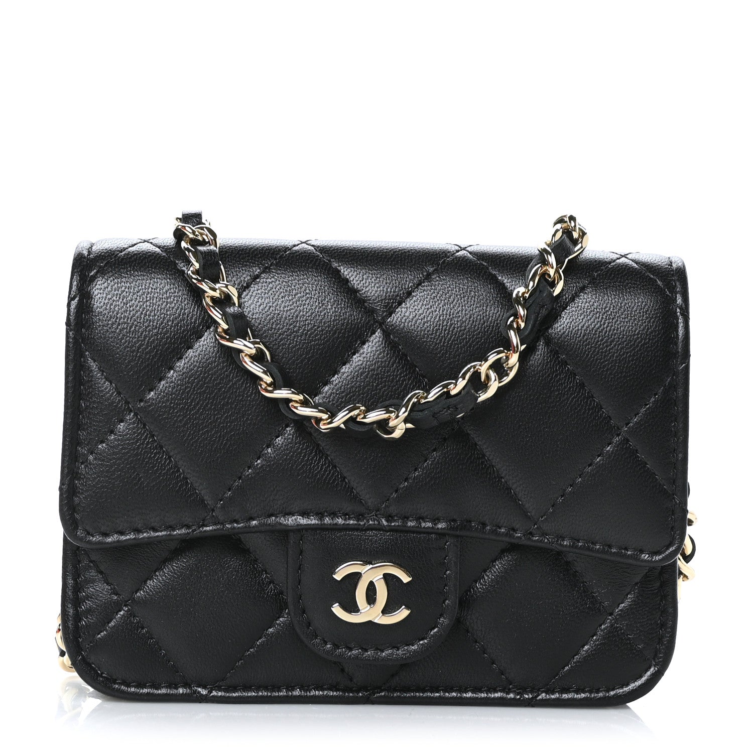 Chanel Lambskin Quilted Chain Belt Bag Black 1 of 11