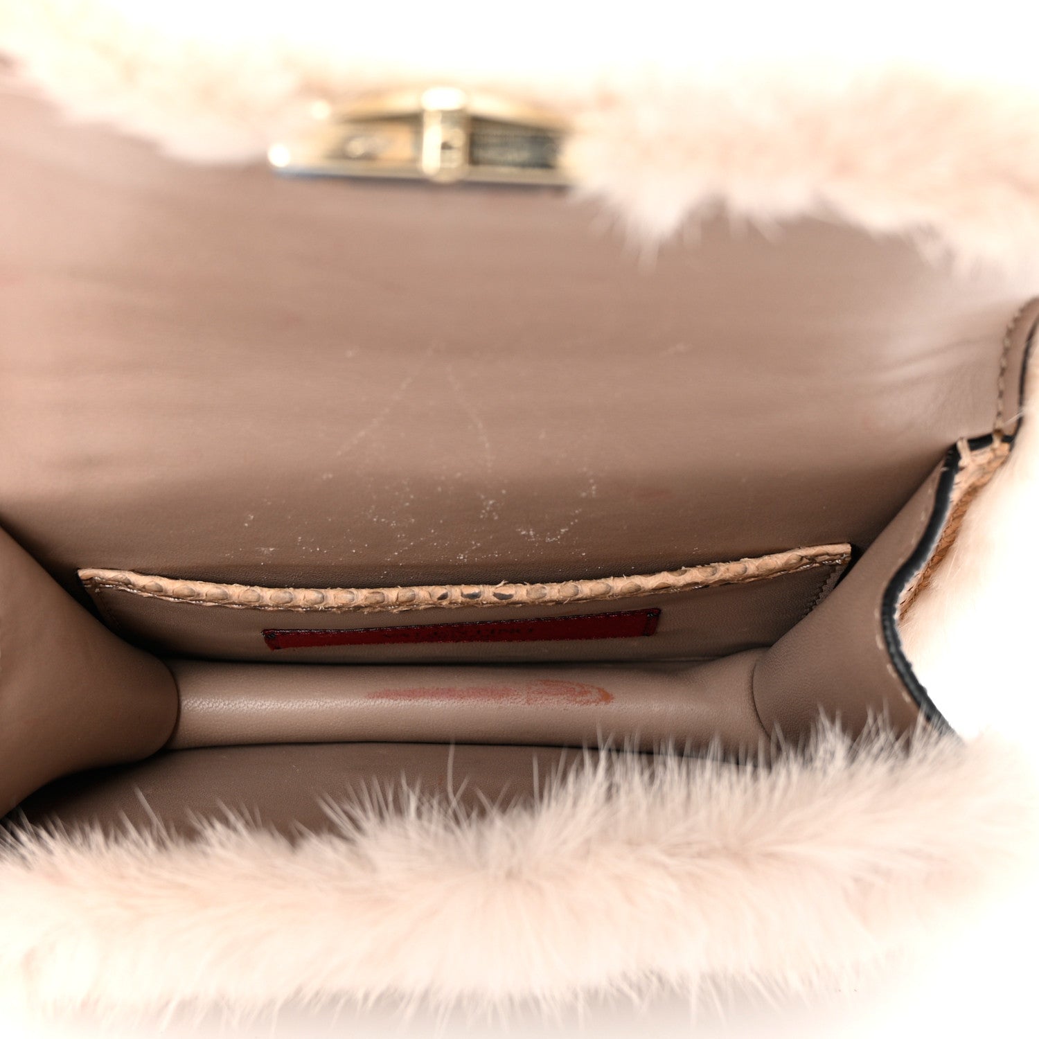Valentino Garavani Mink Fur Snakesin Small Glam Lock Rockstud Flap Grey 4 of 13