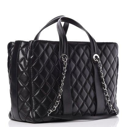 Chanel Lambskin Quilted Large Easy Carry Shopping Tote Black 3 of 8