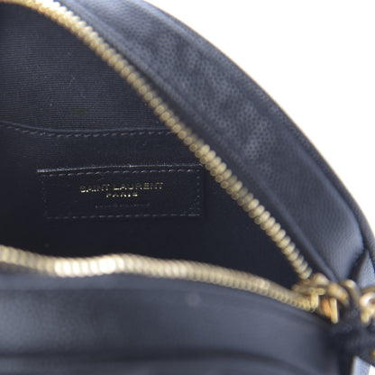 Saint Laurent Grain De Poudre Matelasse Chevron Quilted Round Vinyle Camera Bag Black 7 of 8