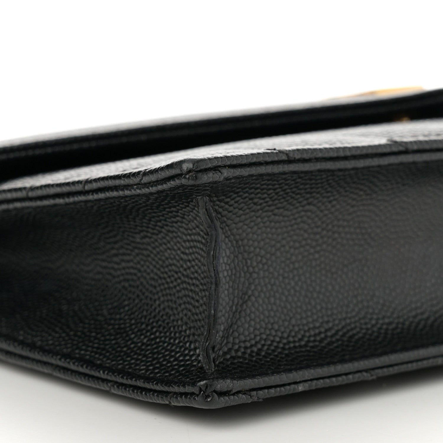 Saint Laurent Grain De Poudre Matelasse Chevron Monogram Envelope Chain Wallet Black 9 of 14