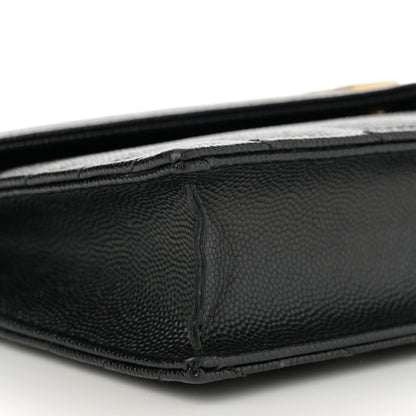 Saint Laurent Grain De Poudre Matelasse Chevron Monogram Envelope Chain Wallet Black 9 of 14