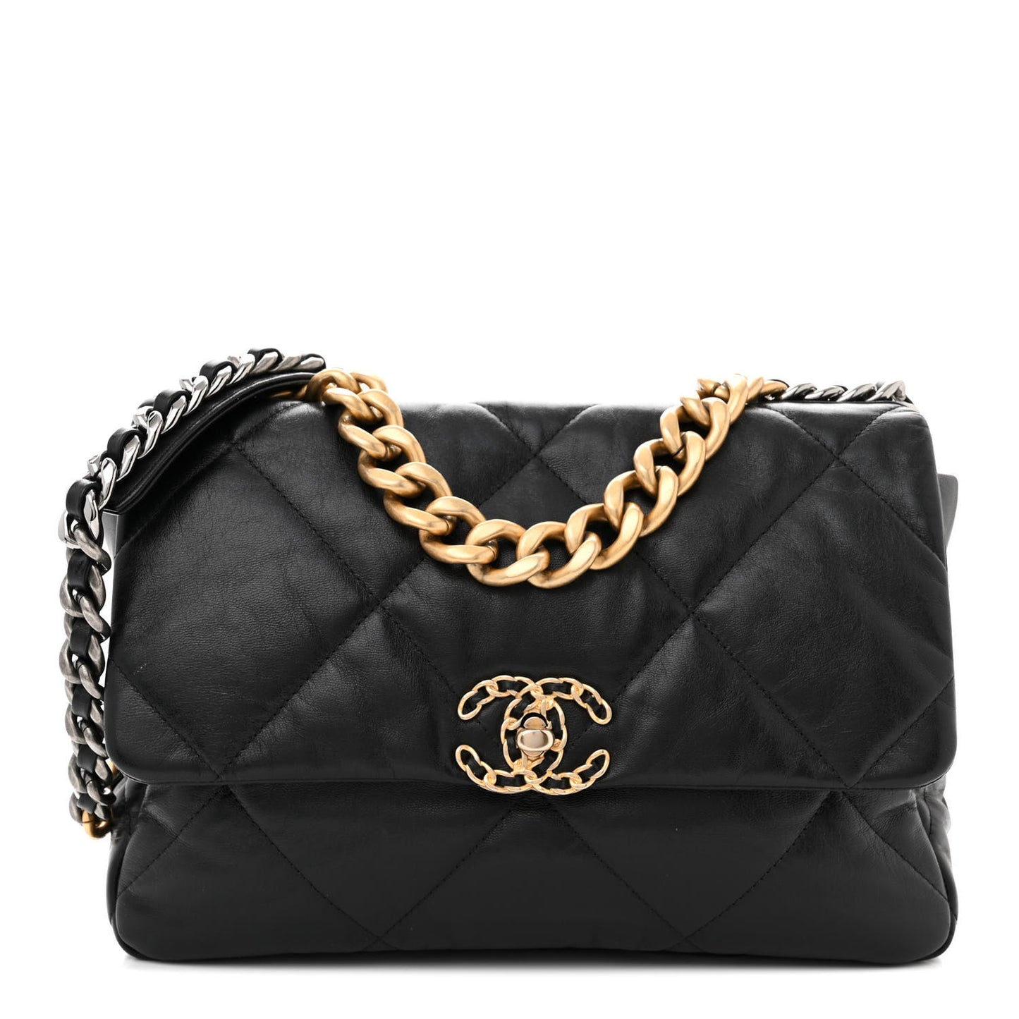Lambskin Quilted Large Chanel 19 Flap Black