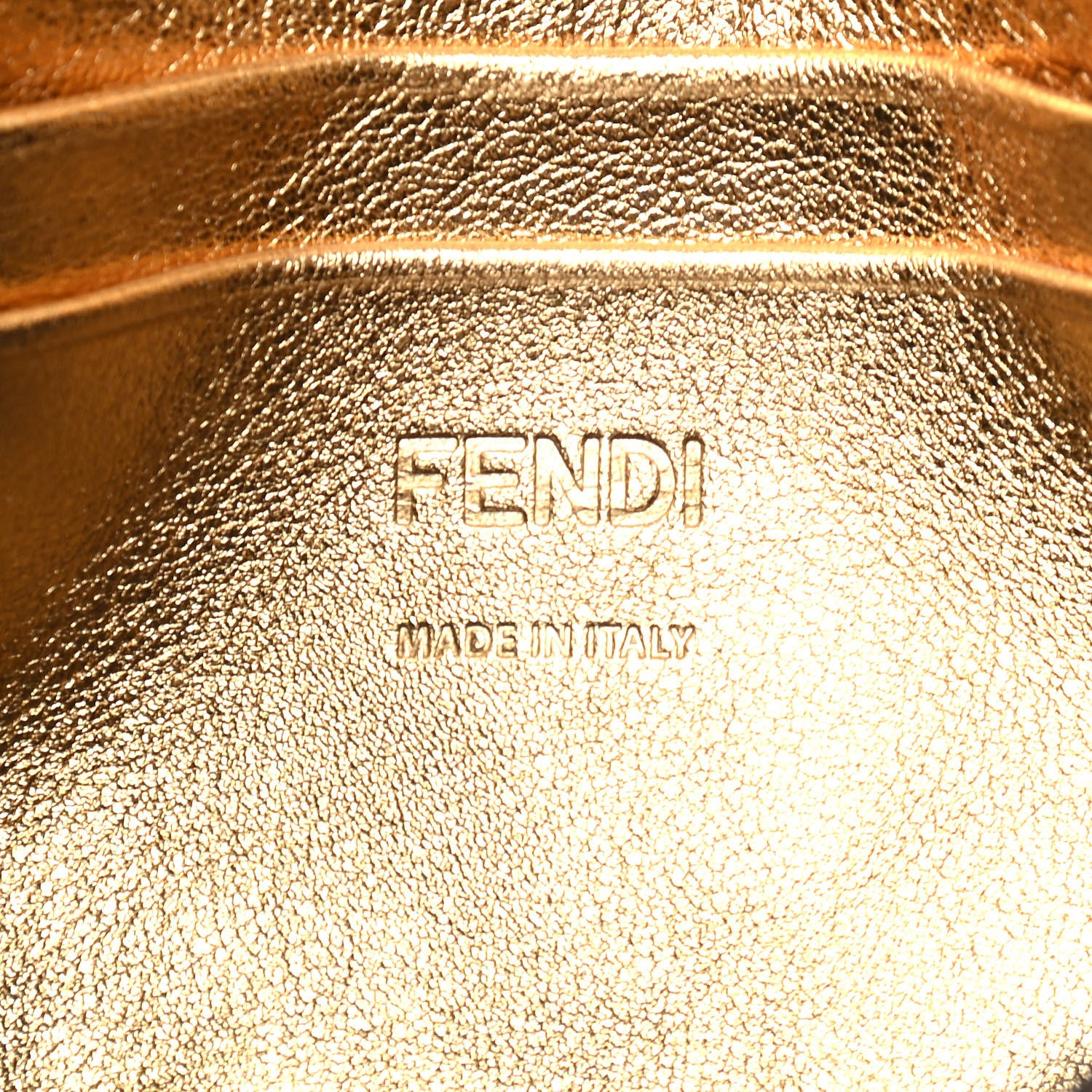 Fendi Vitello Catalan Mirror FF 1974 Embossed Mini Baguette Gold 6 of 9