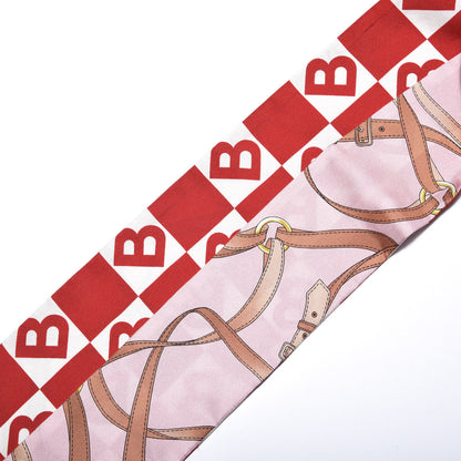 Burberry Silk B Motif Archive Print Skinny Scarf Bright Red 4 of 4