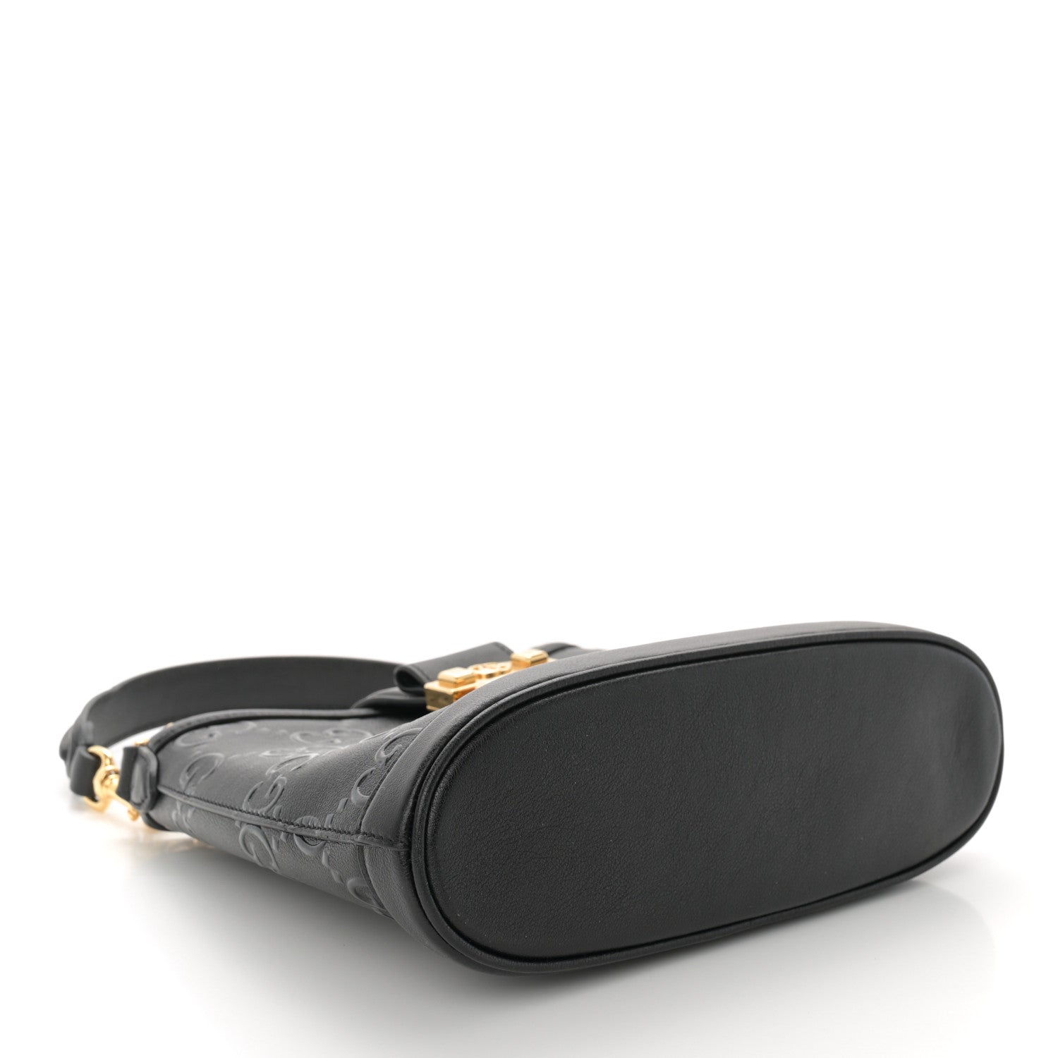 Gucci Wonka Grain Calfskin GG Monogram Debossed Small Padlock Shoulder Bag Black 4 of 10