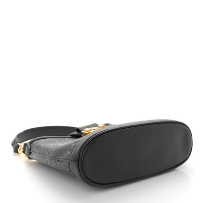 Gucci Wonka Grain Calfskin GG Monogram Debossed Small Padlock Shoulder Bag Black 4 of 10