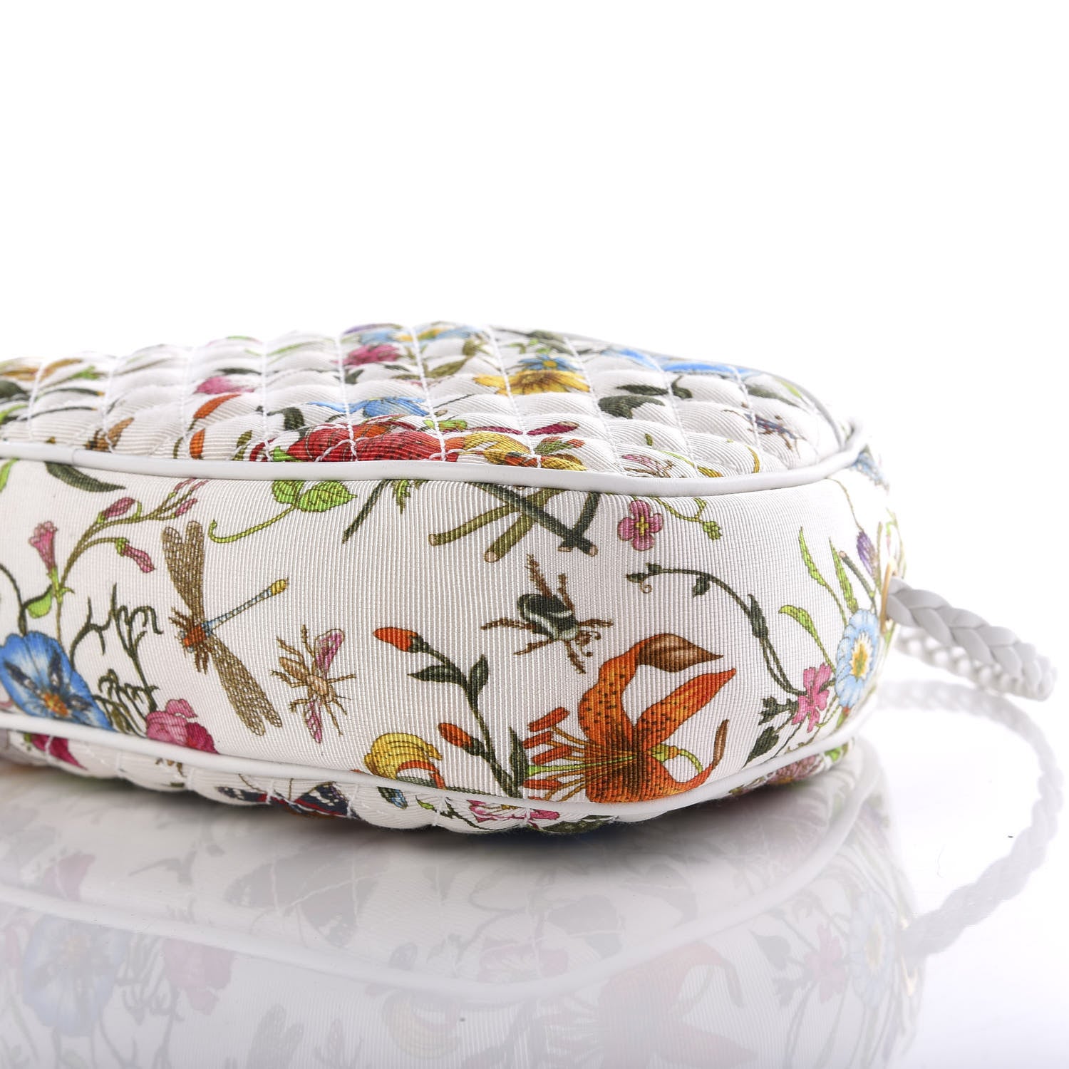 Gucci Canvas Flora Floral Trapuntata Small Zumi Dome Shoulder Bag White 8 of 9