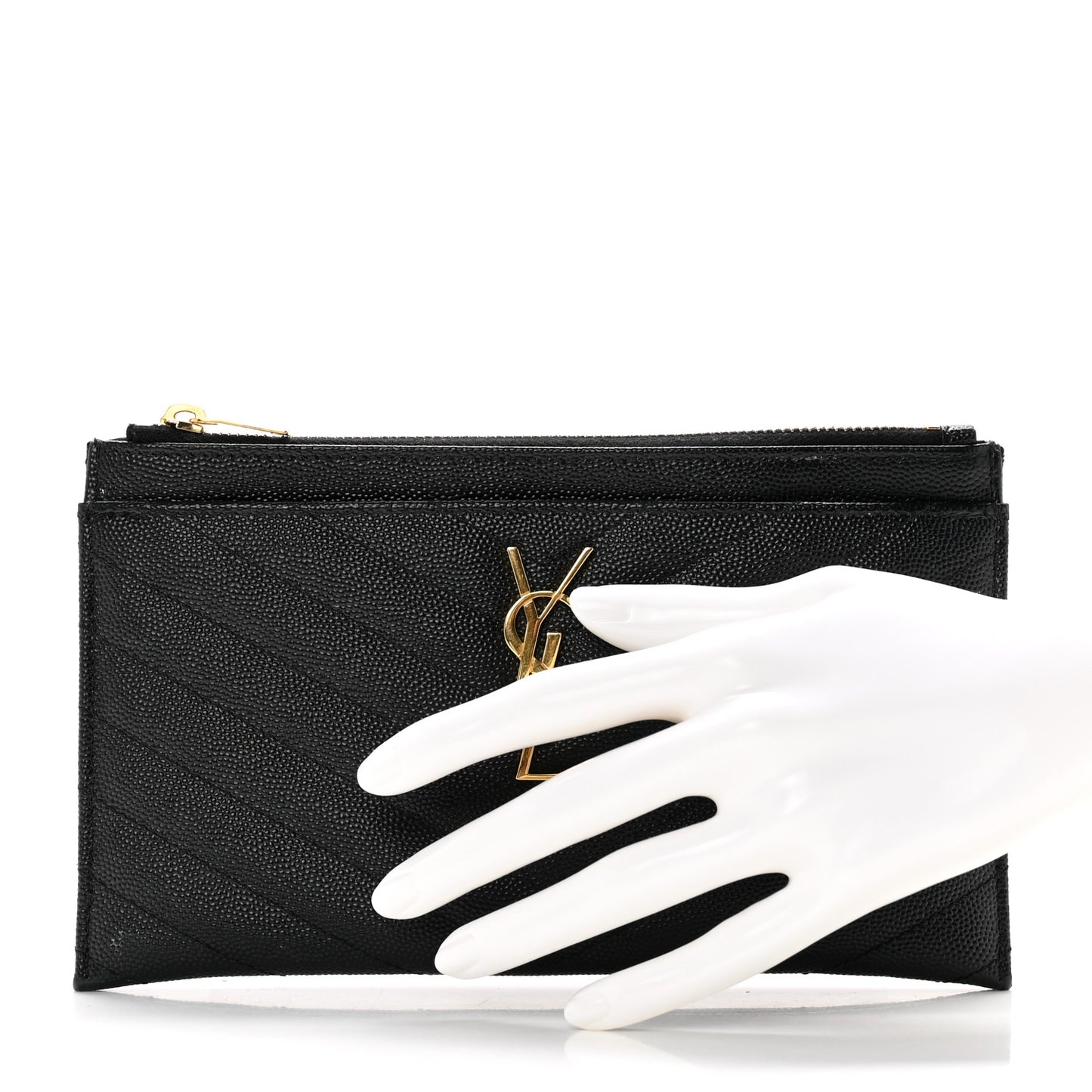 Grain De Poudre Chevron Monogram Bill Pouch Black