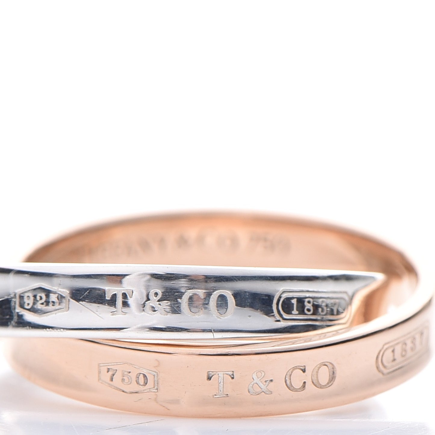 Sterling Silver 18K Rose Gold 1837 Interlocking Circles Ring 57 8
