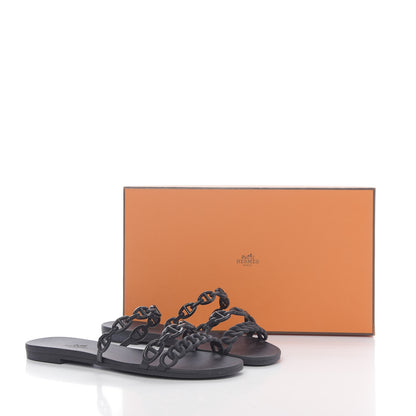 Hermes Rubber Chaine d'Ancre Rivage Sandals 36 Black 9 of 9