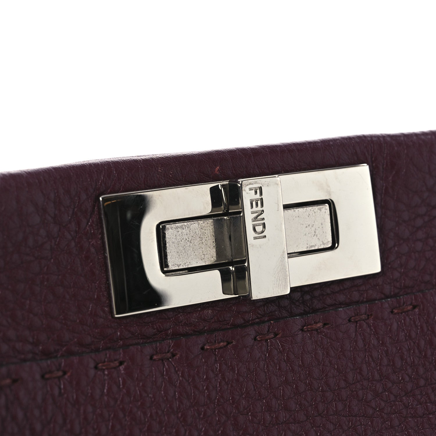 Fendi Cuoio Romano Elaphe Selleria Lace Up Bi-Color Medium Peekaboo Iconic Satchel Bordeaux Grigio Polvere Natural 12 of 12