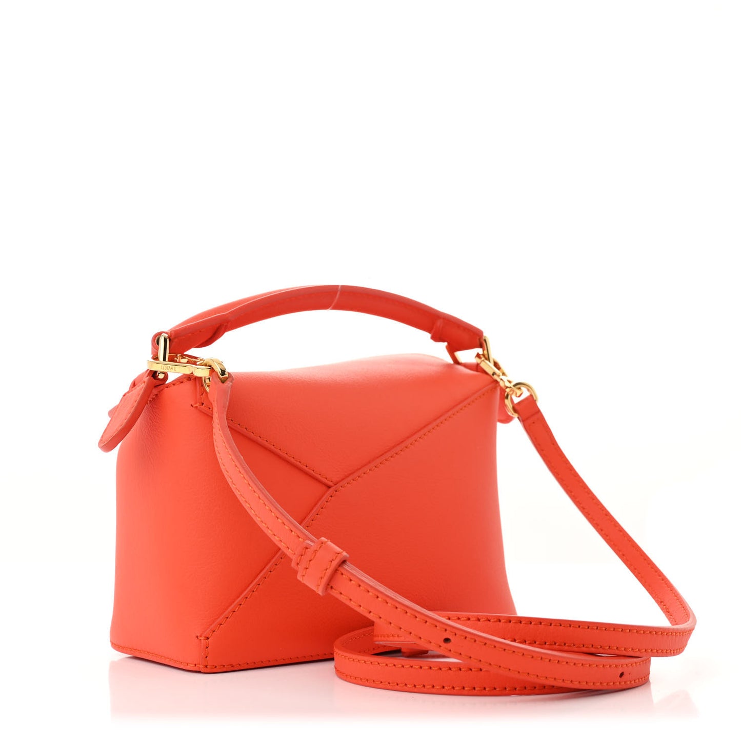 Calfskin Mini Puzzle Edge Bag Vivid Orange