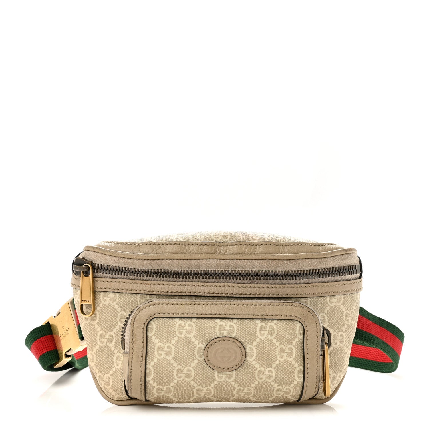 Gucci GG Supreme Monogram Textured Calfskin Web Retro Interlocking G Belt Bag Beige Mystic White Oatmeal 1 of 12