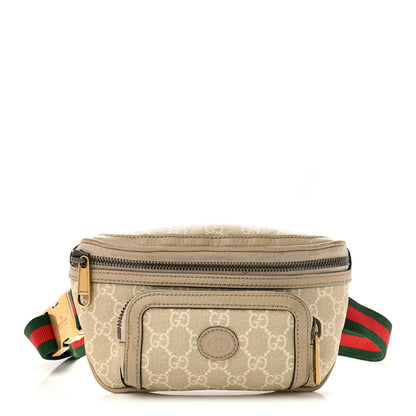 Gucci GG Supreme Monogram Textured Calfskin Web Retro Interlocking G Belt Bag Beige Mystic White Oatmeal 1 of 12