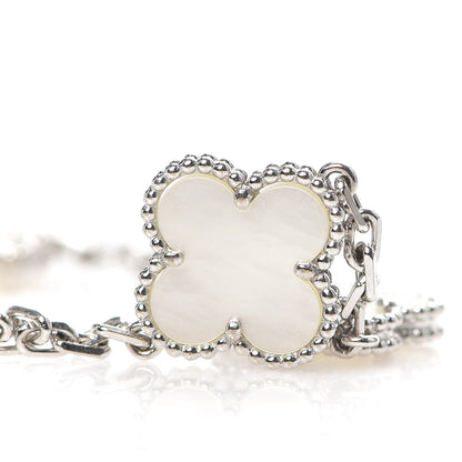 Van Cleef & Arpels 18K White Gold Mother of Pearl 5 Motifs Vintage Alhambra Bracelet 8 of 10