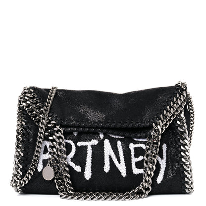 Stella McCartney X ED CURTIS Shaggy Deer Logo Embroidered Mini Falabella Fold Over Tote Black 1 of 9