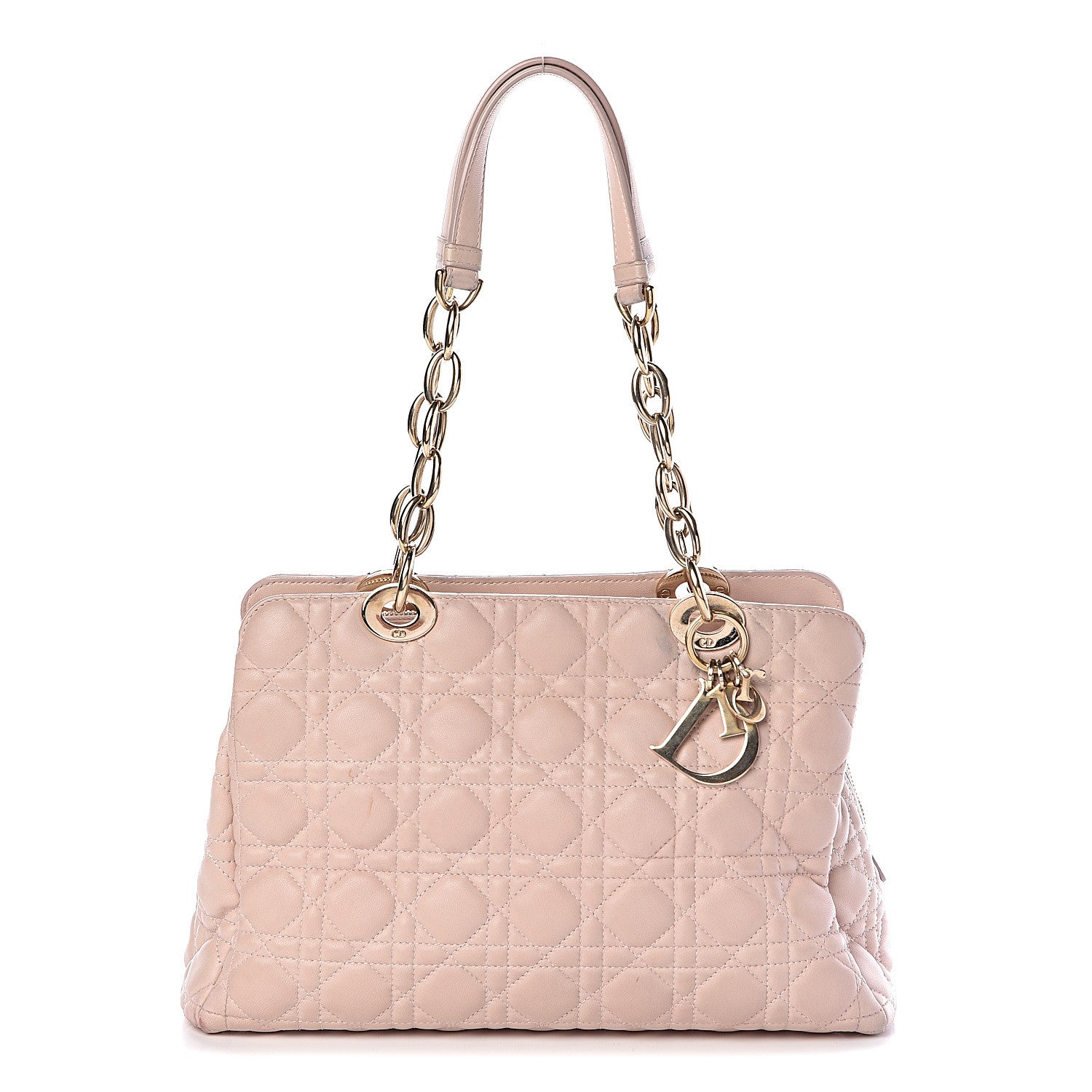 Christian Dior Lambskin Cannage Small Dior Soft Zipped Shopping Tote Light Pink 1 of 10