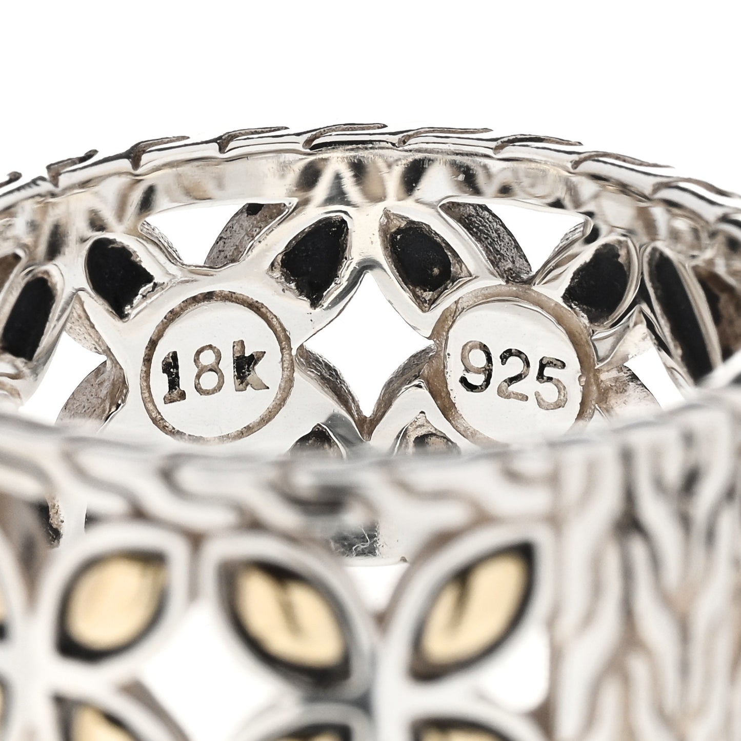 Sterling Silver 18K Yellow Gold Batu Kawung Band Ring 54 7