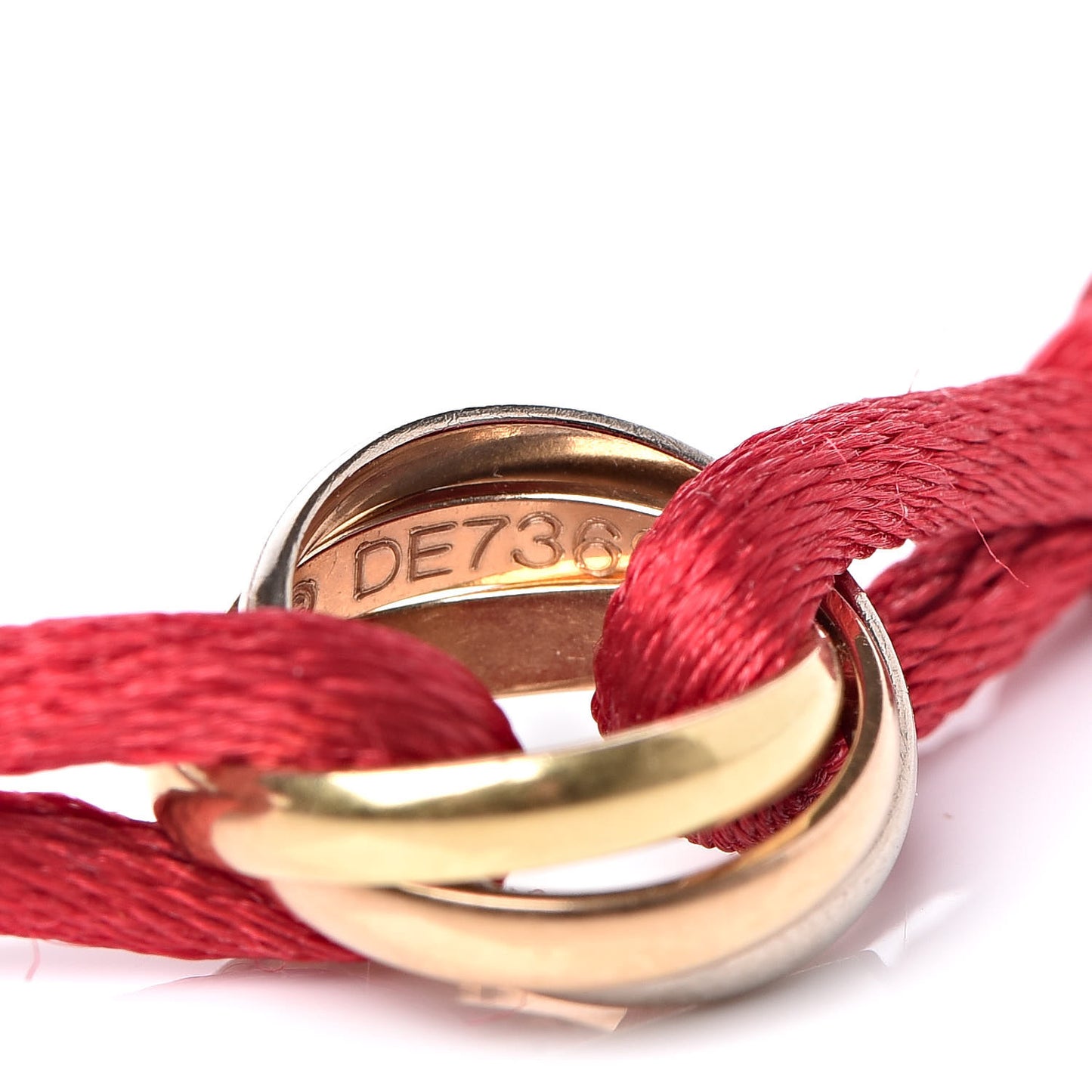 18K Pink Yellow White Gold Trinity Cord Bracelet Red