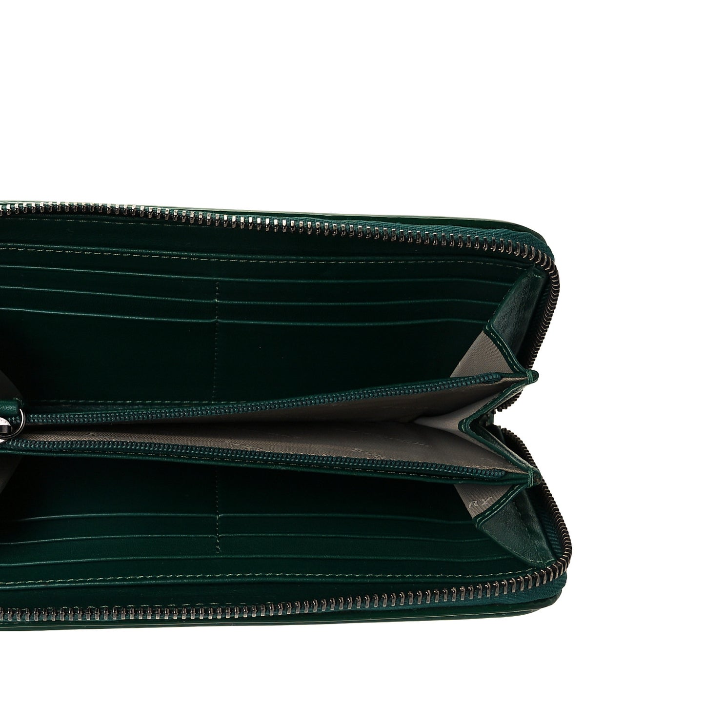 Patent Check Embossed Large Zip Around Wallet Veridian Green