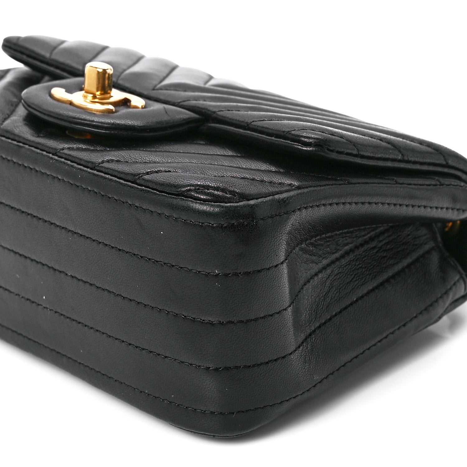 Chanel Lambskin Chevron Quilted Mini Square Flap Black 12 of 12