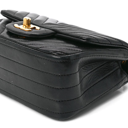 Chanel Lambskin Chevron Quilted Mini Square Flap Black 12 of 12