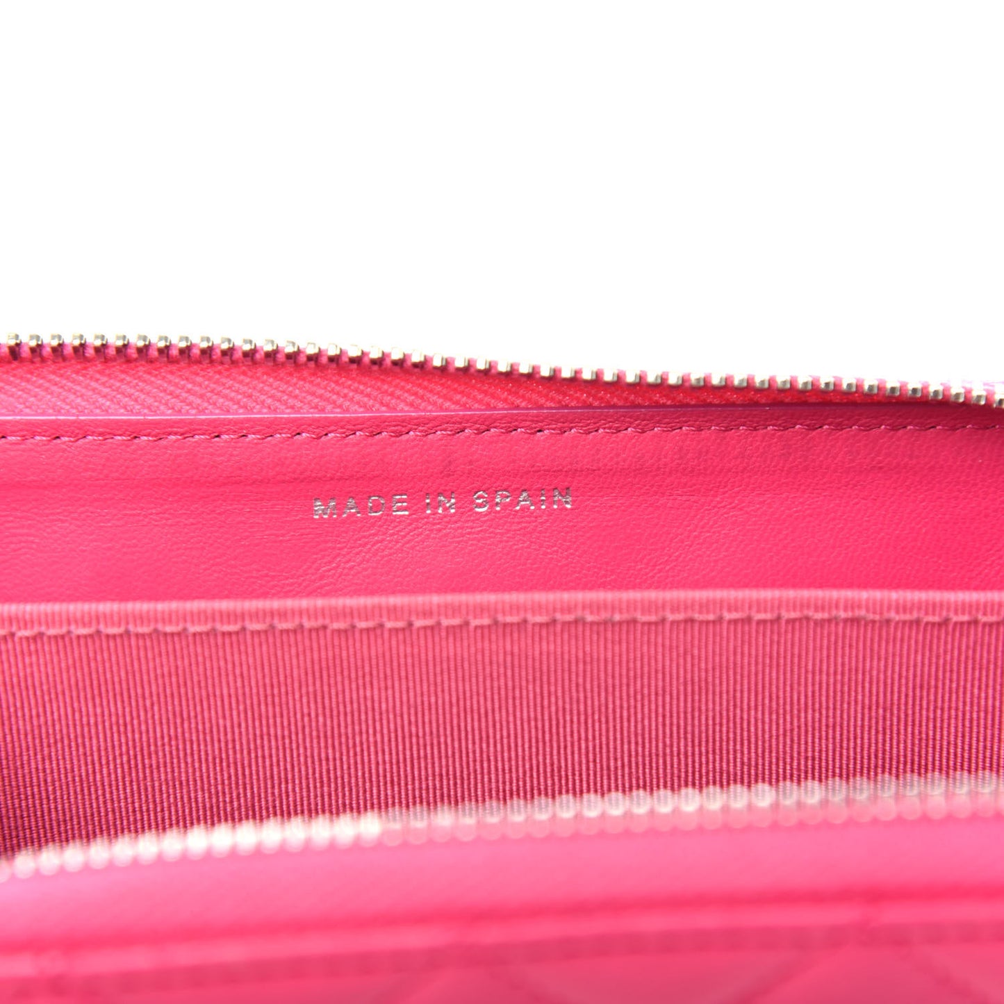 Lambskin Quilted Small Zip Around Wallet Pink