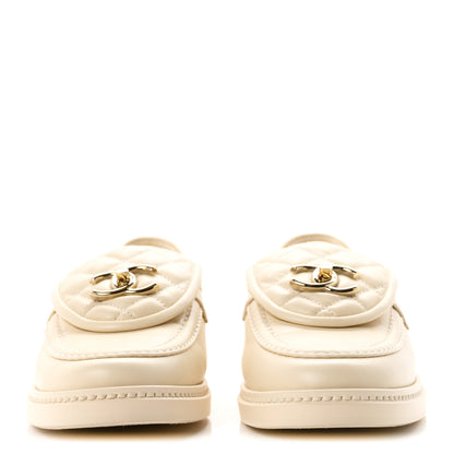 Chanel Lambskin Quilted CC Turnlock Loafers 37 Beige 3 of 9