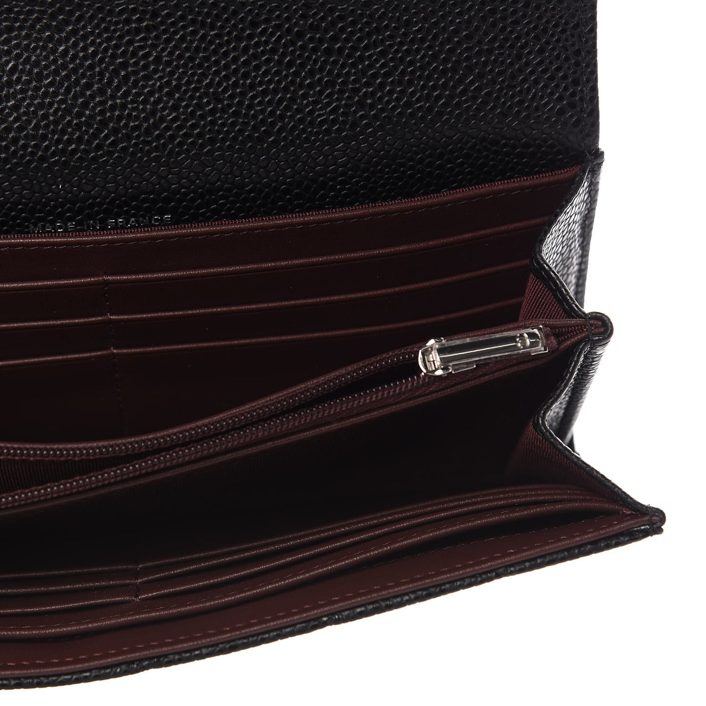Caviar Quilted Large Gusset Flap Wallet Black