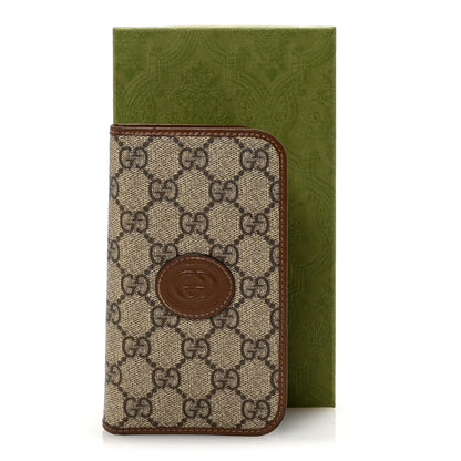 Gucci Supreme Monogram Azalea Calfskin Retro Interlocking G Phone 15 Case Wallet Beige Ebony Brown Sugar 7 of 7