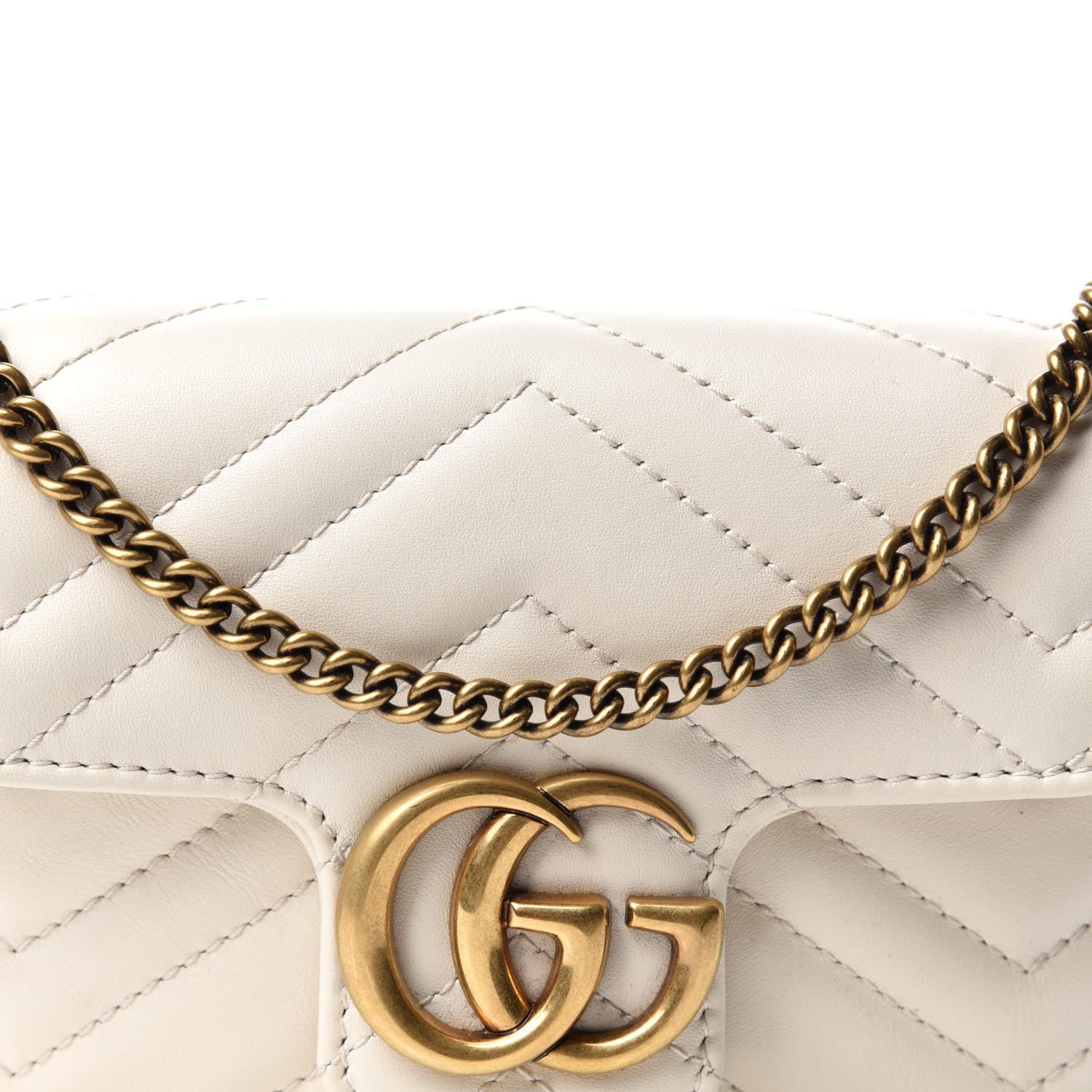 Gucci Calfskin Matelasse Super Mini GG Marmont Shoulder Bag White 10 of 10