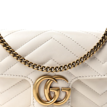 Gucci Calfskin Matelasse Super Mini GG Marmont Shoulder Bag White 10 of 10