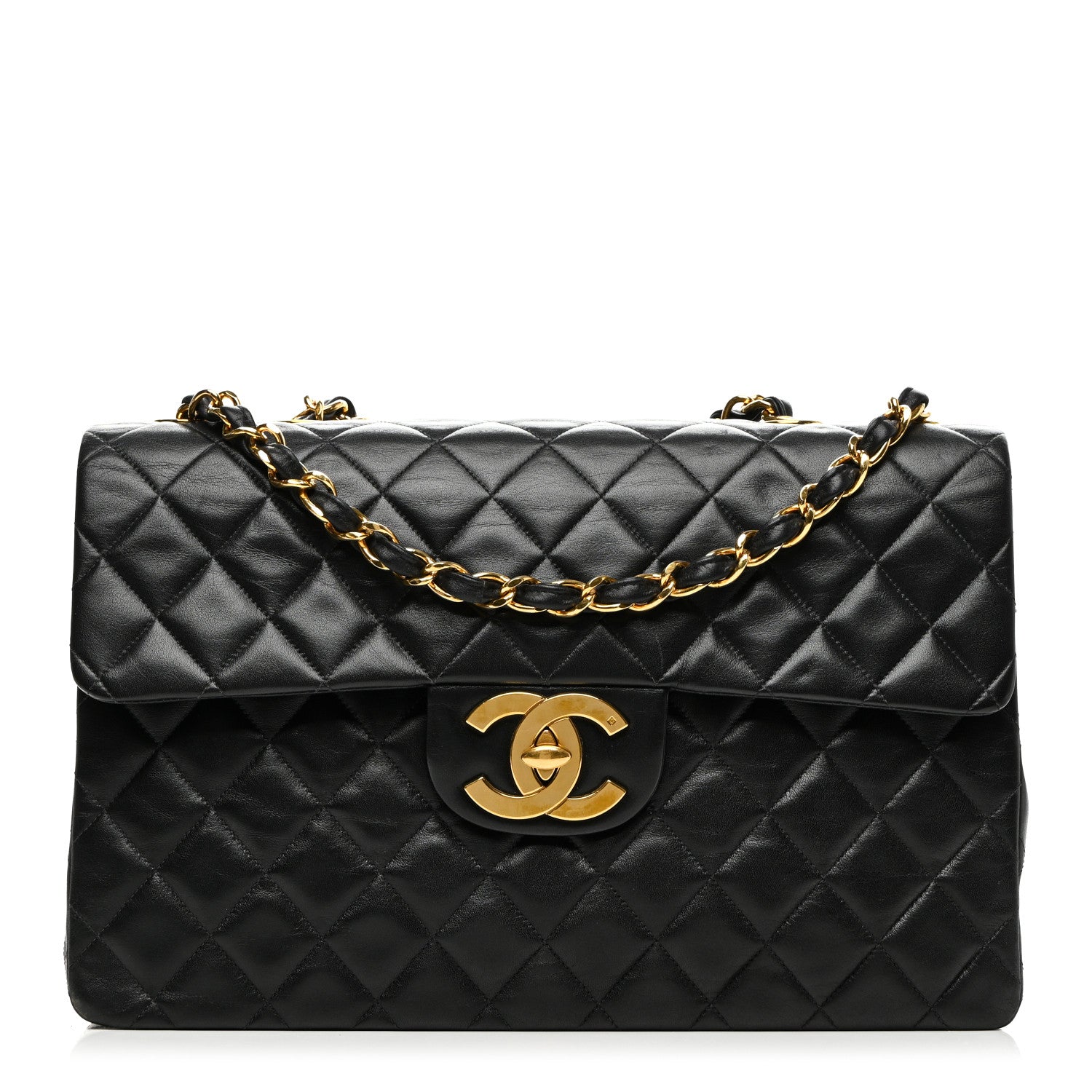Chanel Lambskin Quilted XL Jumbo Single Flap Black 1 of 10