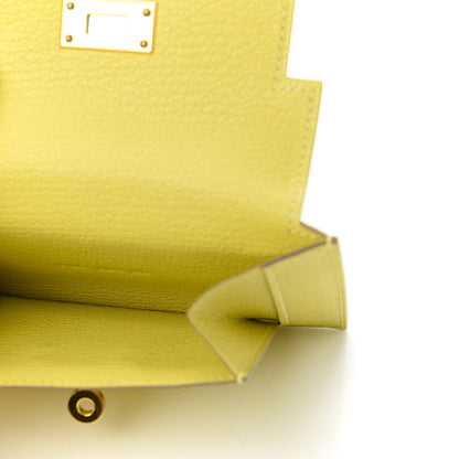 Hermes Chevre Mysore Kelly Pocket Compact Wallet Lime 5 of 9