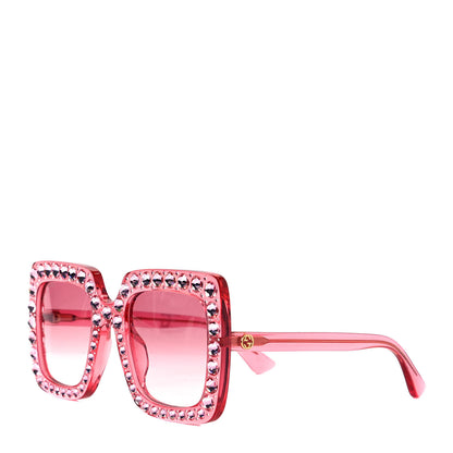 Gucci Crystal Square Frame Sunglasses GG0148S Pink 1 of 5