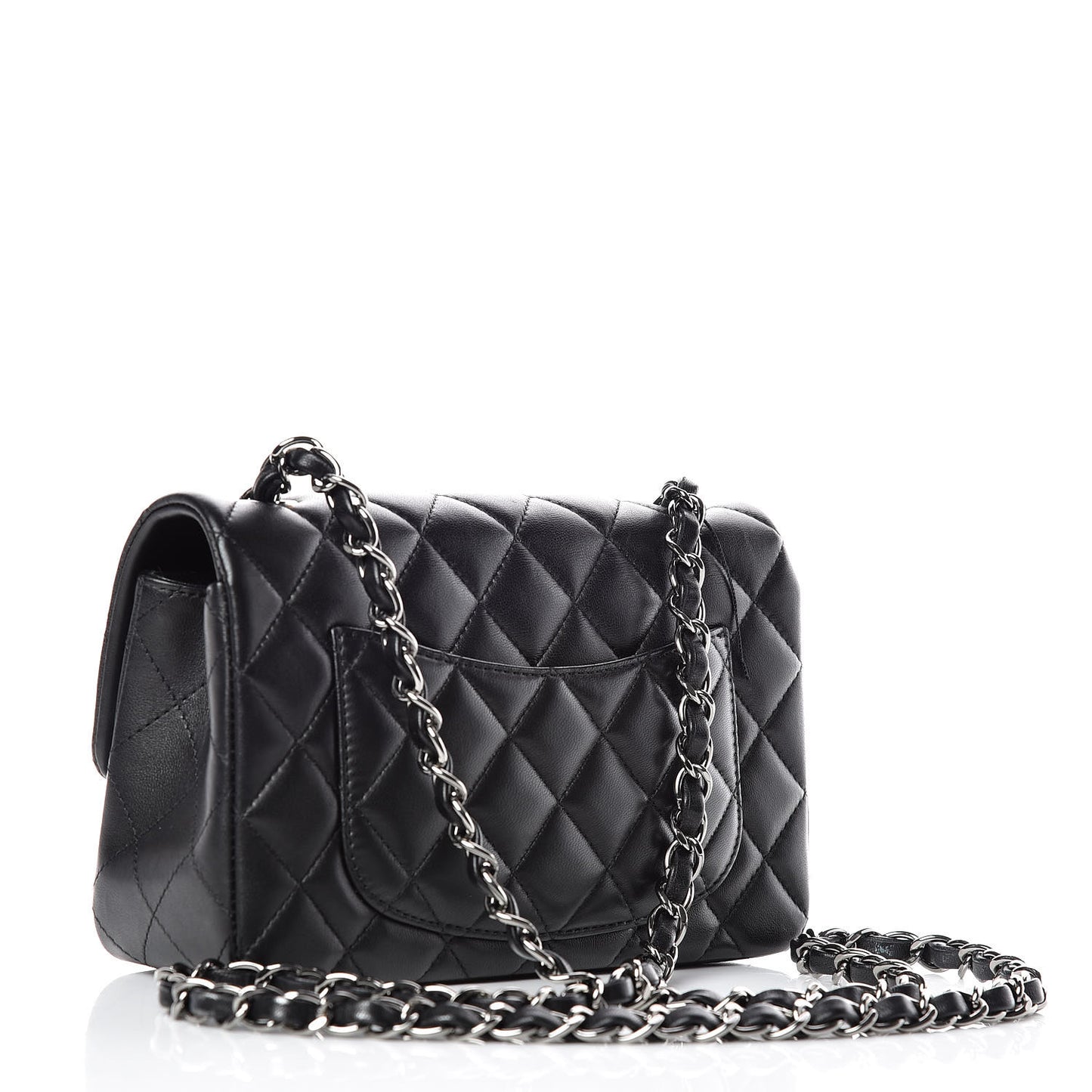 Lambskin Quilted Mini Rectangular Flap Black