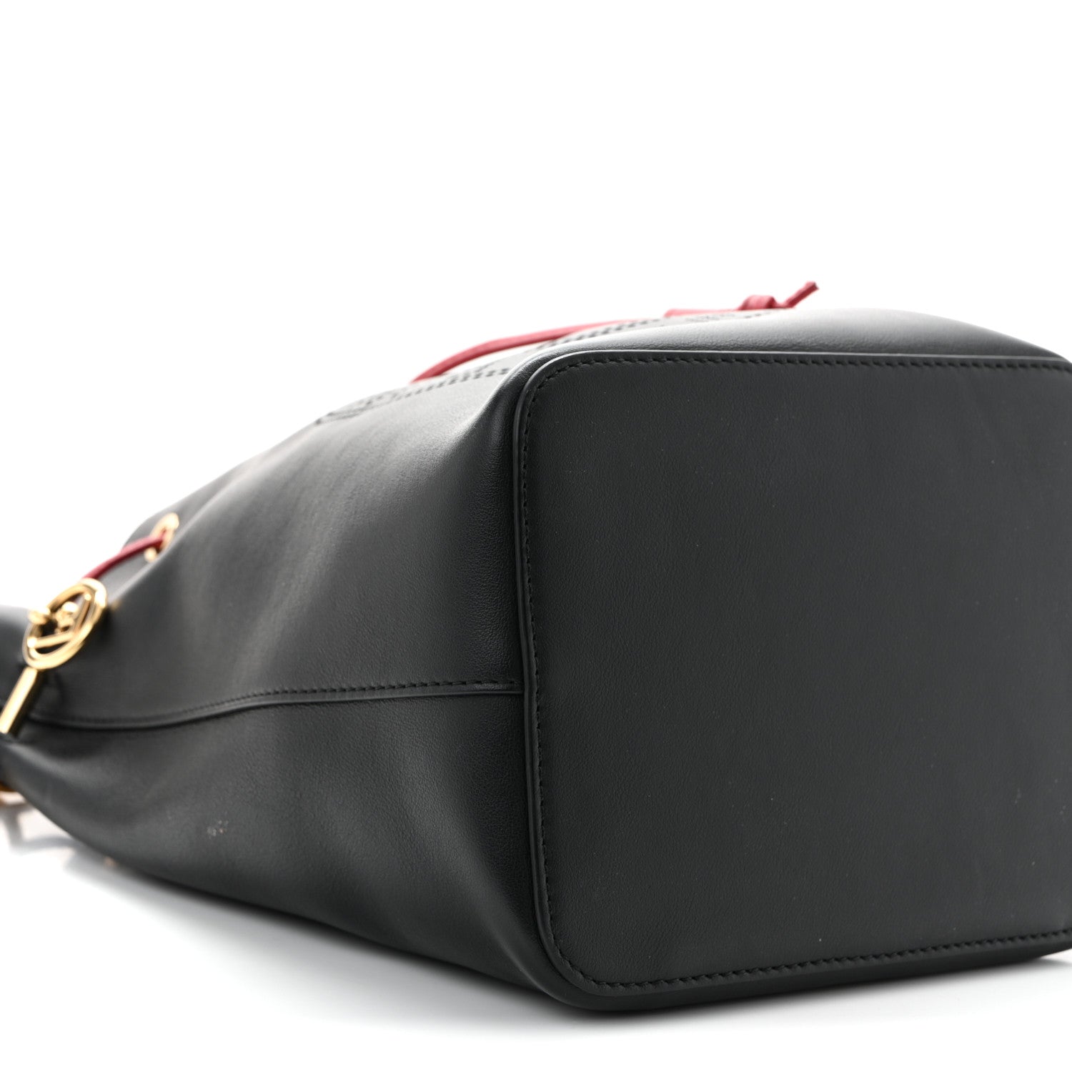 Fendi Vitello Grace F is Fendi Stamp Patch Perforated Small Mon Tresor Bucket Bag Black 8 of 9