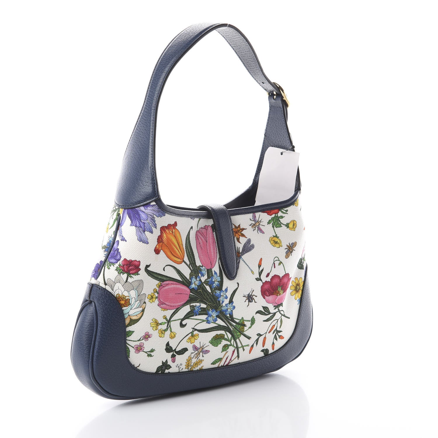 Gucci Canvas Flora Medium Jackie Hobo Blue Agata 2 of 8